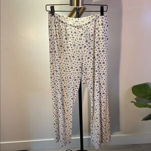 White cotton soft spring Floral Lounge floral drawstring Pants med.